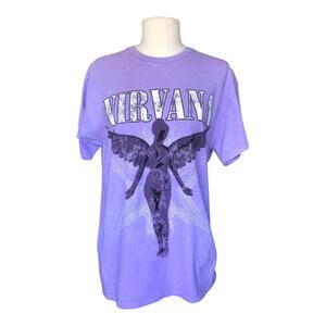 Nirvana T-shirt Merch Utero Angel Purple Crew Neck Short Sleeve Cotton Medium
